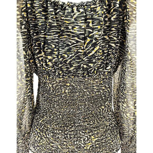 Steve Madden Shannon Chiffon Smocked Blouse Long Sleeve Black Womens Size M NWT - Picture 9 of 13